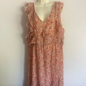 2X Sleeveless Floral Dress Midi